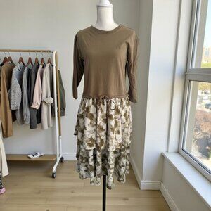 APPARALEL Olive Green Sweatshirt Drawstring Midi Dress Size Small